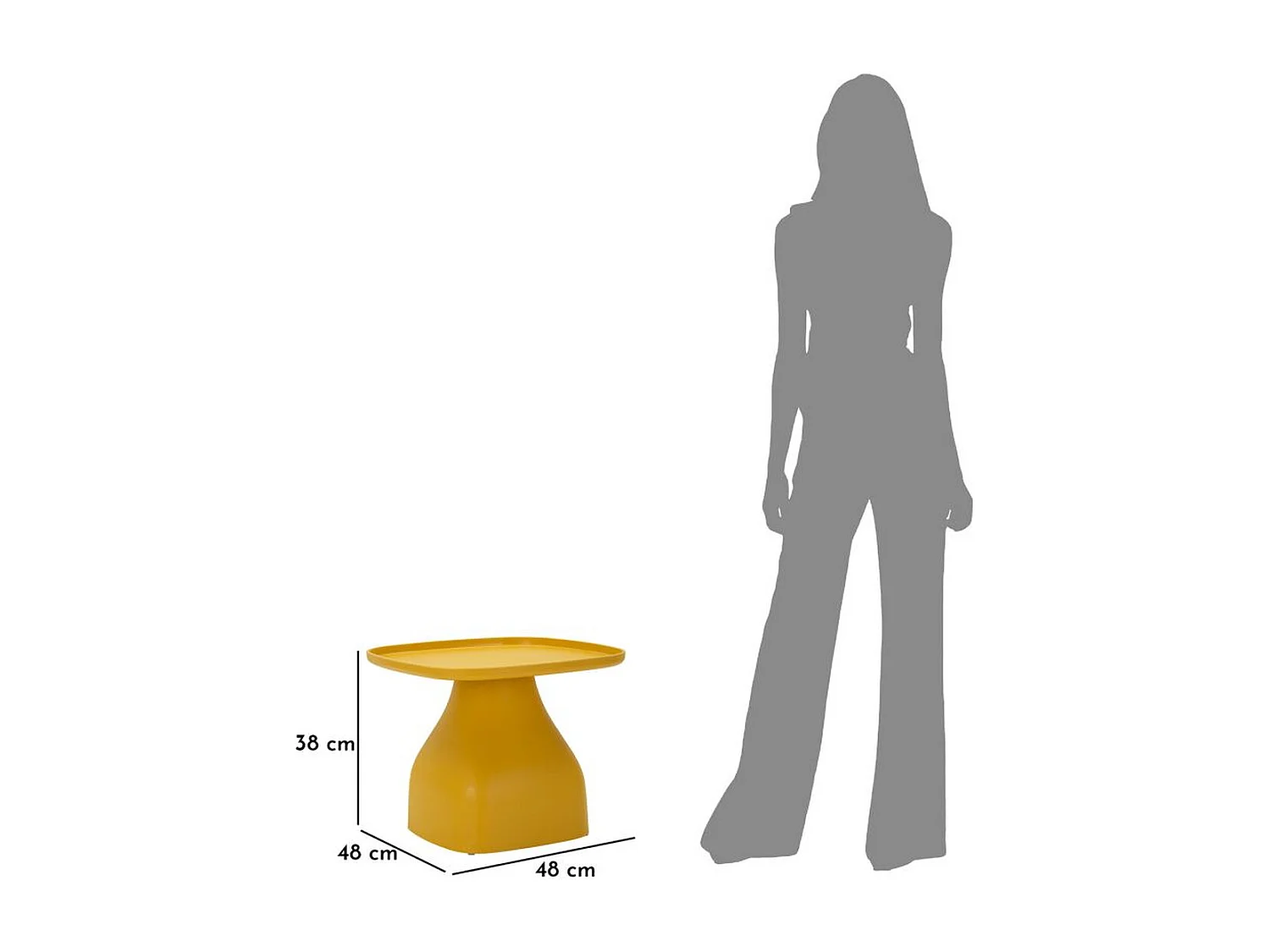 Table d'Appoint VKH708, Jaune, 38x48x48 cm, Kendra Home