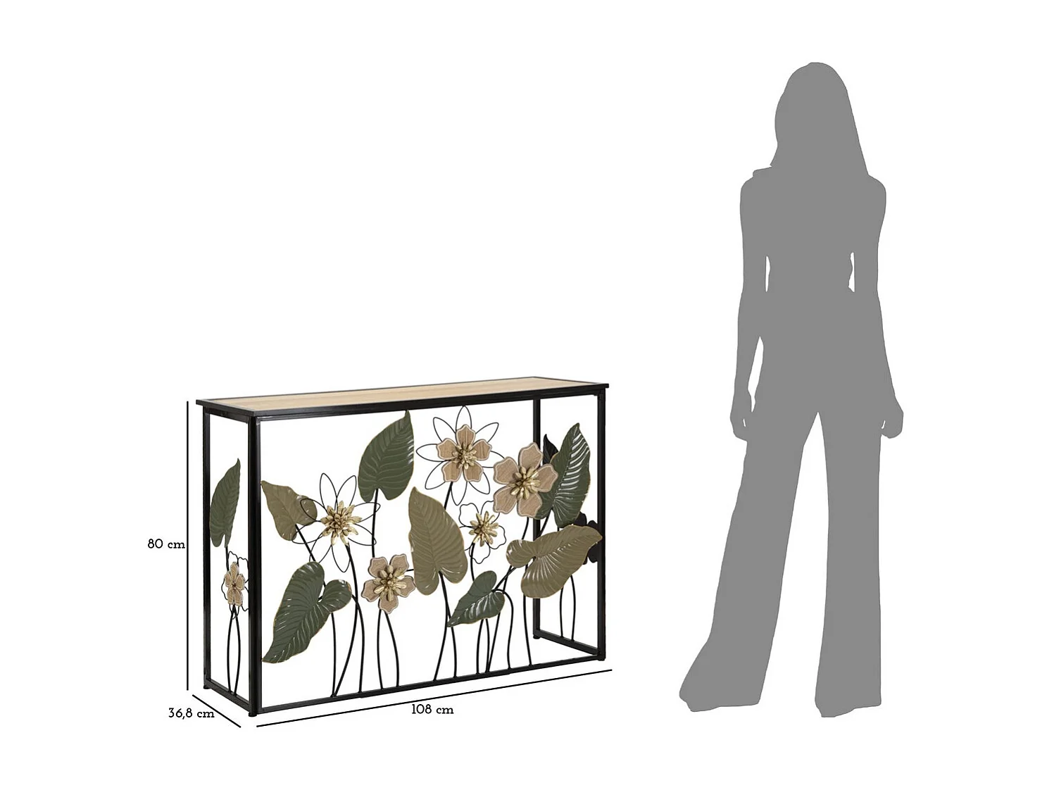 Console Tafel Natura 2, Veelkleurig, 108x36,8x80 cm, Kendra Home