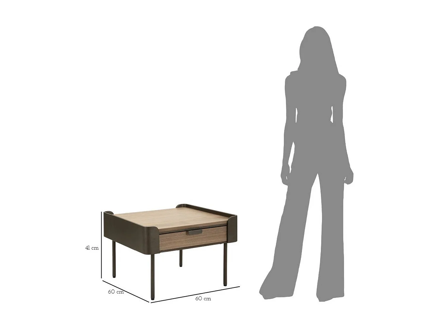 Tavolino VKH518, Marrone, 60x60x41 cm, Kendra Home