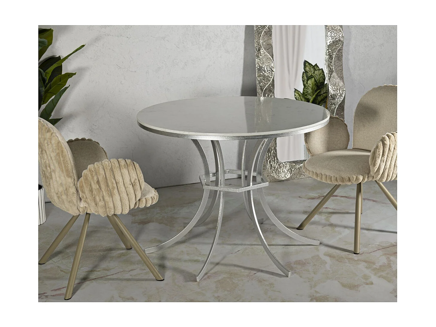 Koffietafel VKH806, Zilver, 100x100x76,5 cm, Kendra Home