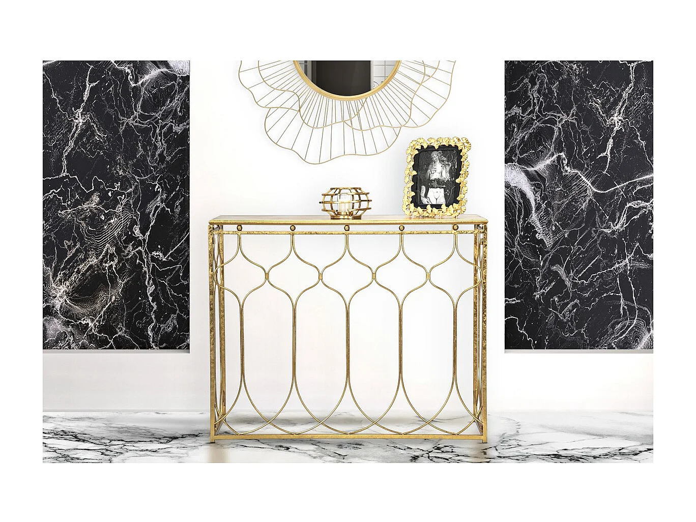 Console Tafel VKH613, Goud, 96,5x41x78 cm, Kendra Home