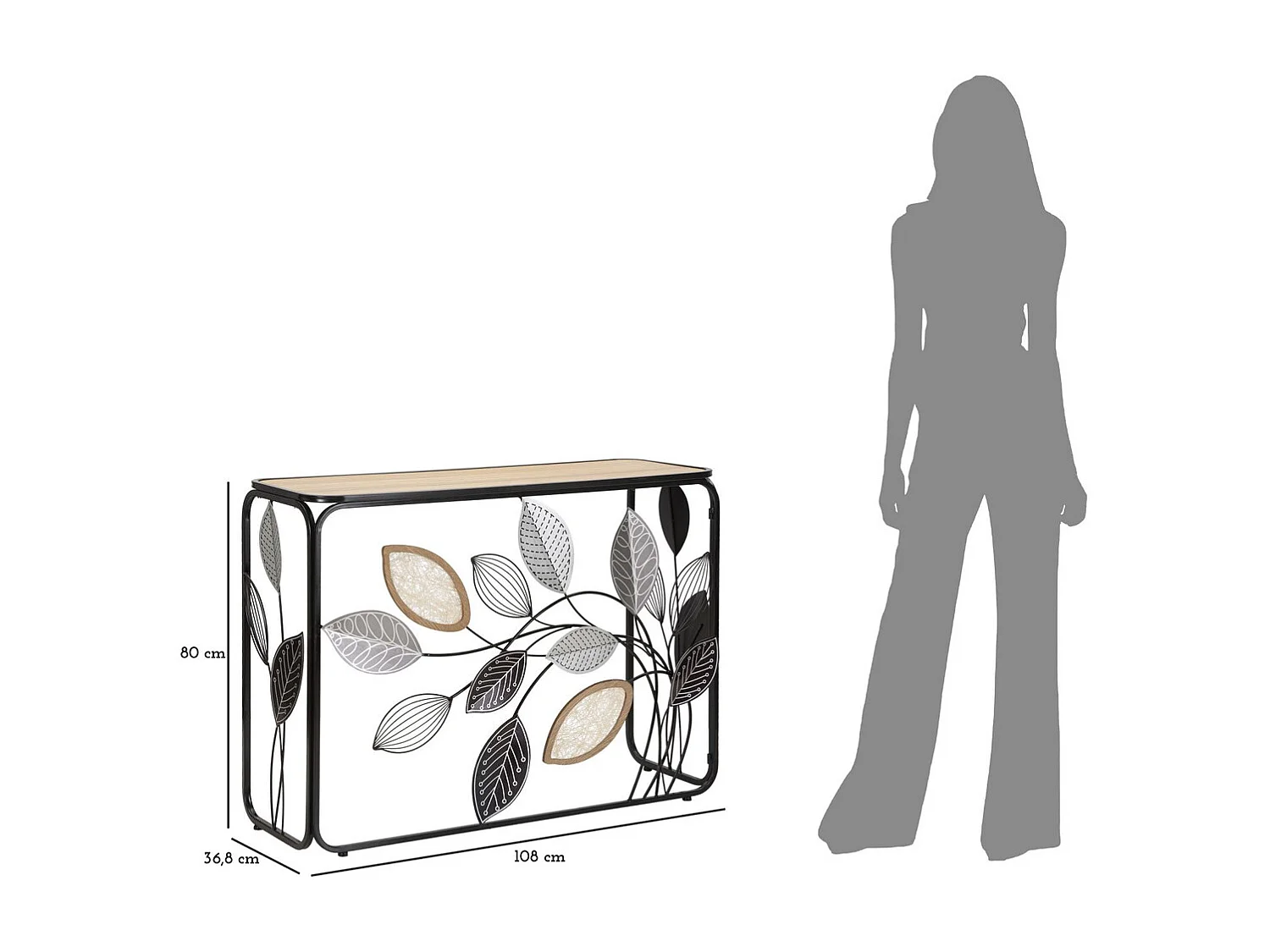 Console Tafel Natura 3, Veelkleurig, 108x36,8x80 cm, Kendra Home