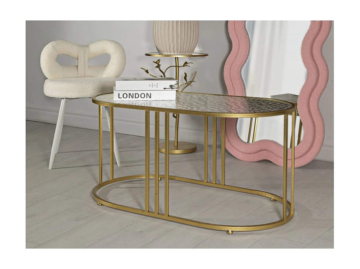 Mesa de Centro VKH797, Oro, 90x50x45 cm, Kendra Home