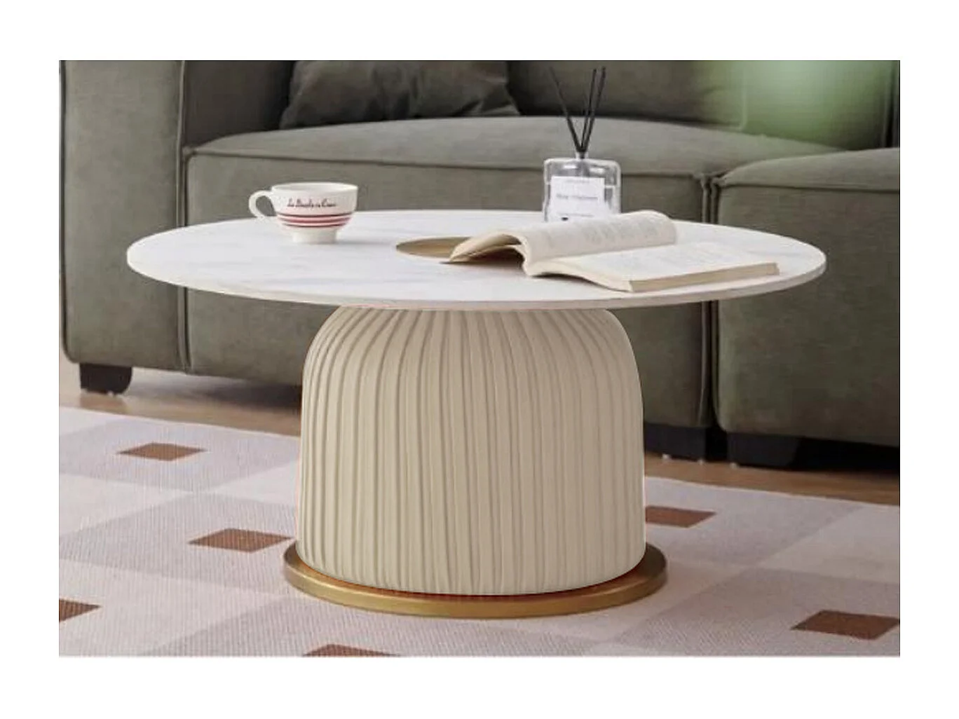Mesa de Centro VKH703, Beige, 39,5x80x80 cm, Kendra Home