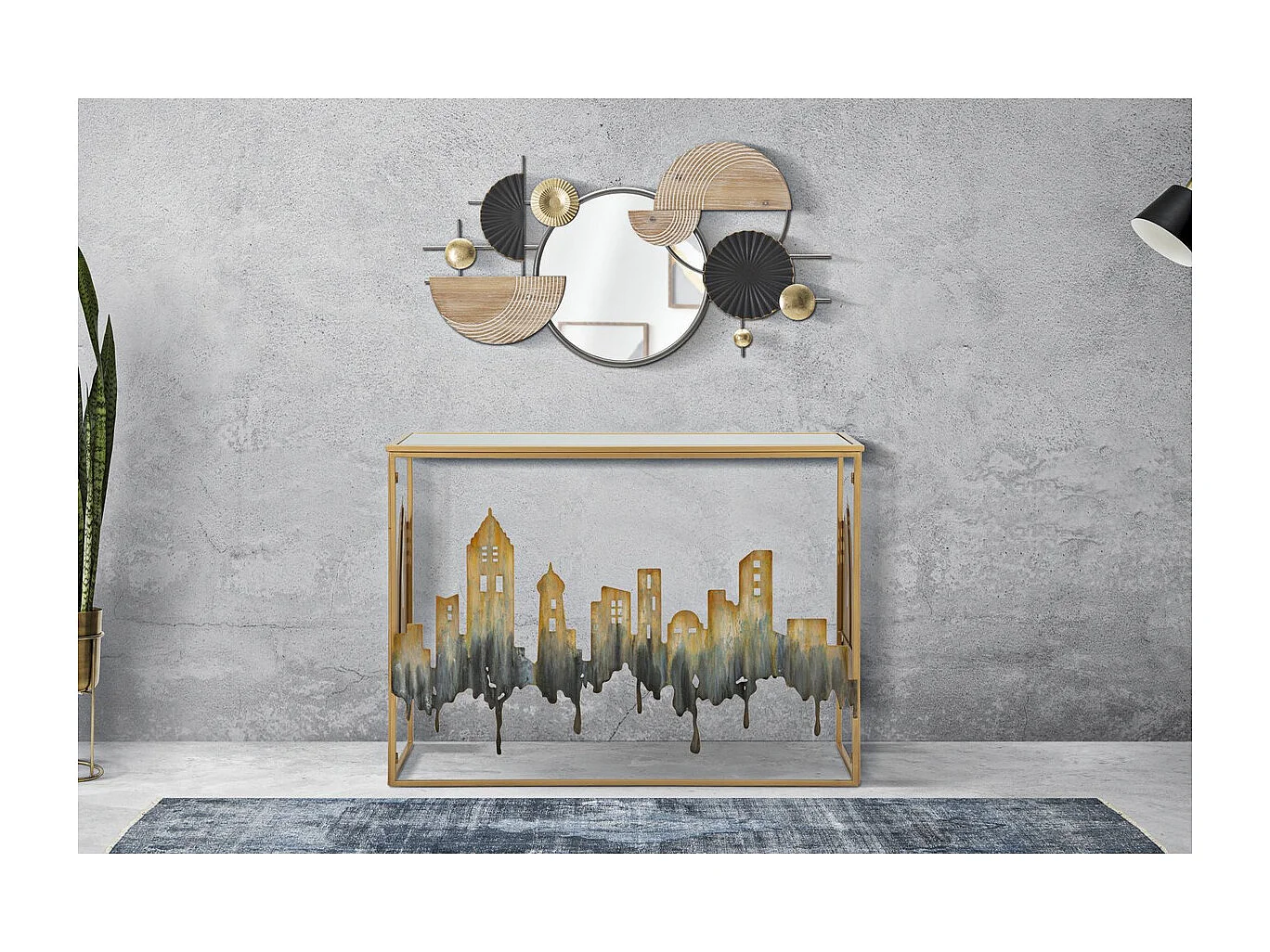 Console Tafel Natura 1, Veelkleurig, 110x38,5x81 cm, Kendra Home