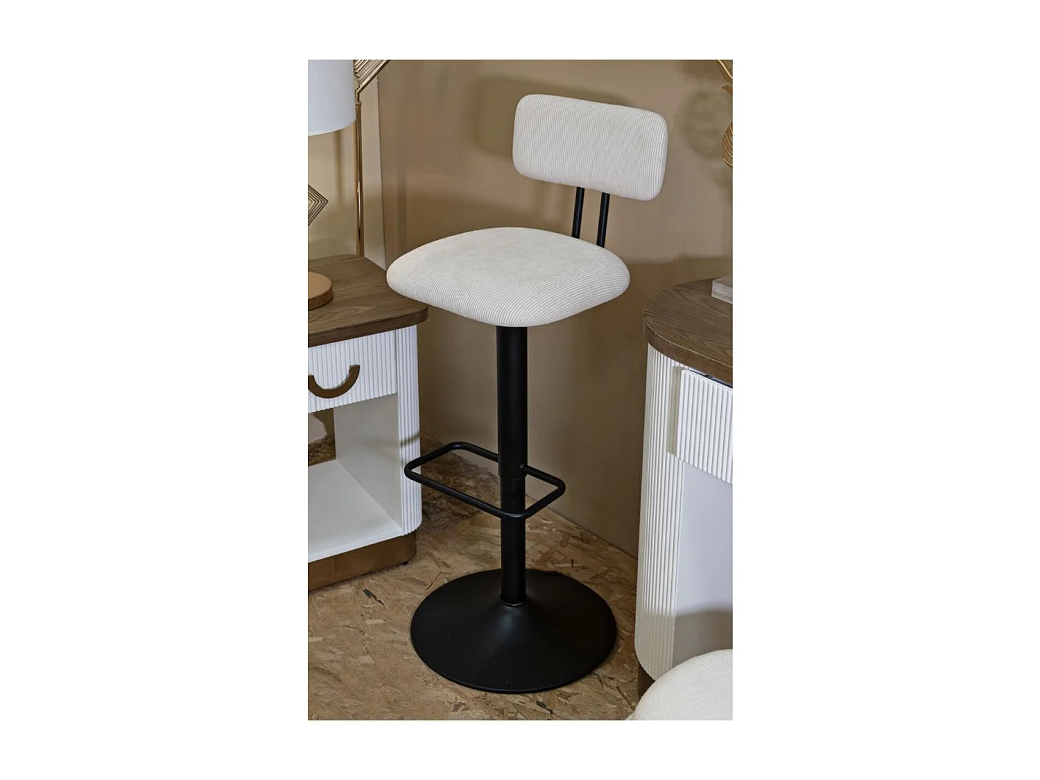 Set van 2 Hoge Krukken VKH446, Wit, 41x47,5x85 cm, Kendra Home