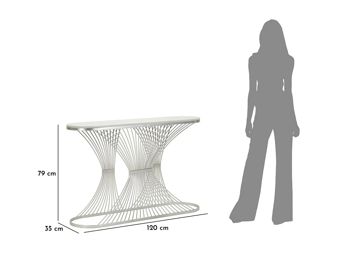 Table Console VKH618, Argent, 120x35x79 cm, Kendra Home