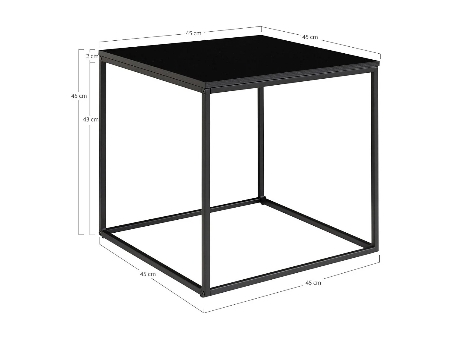Table d'Appoint Vita, Noir, 45x45x45 cm, Kendra Home