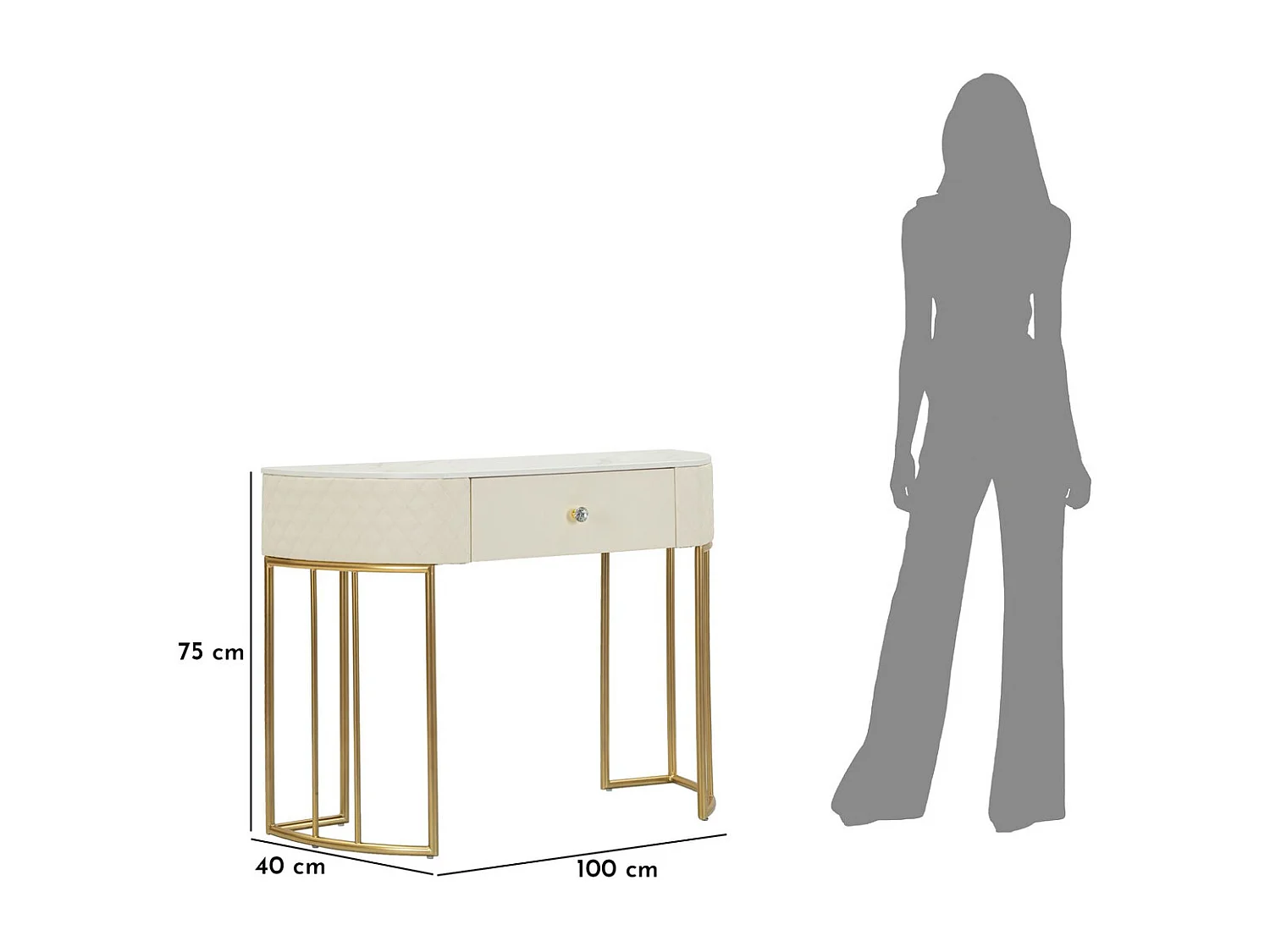 Consola VKH607, Branco, 100x40x75 cm, Kendra Home