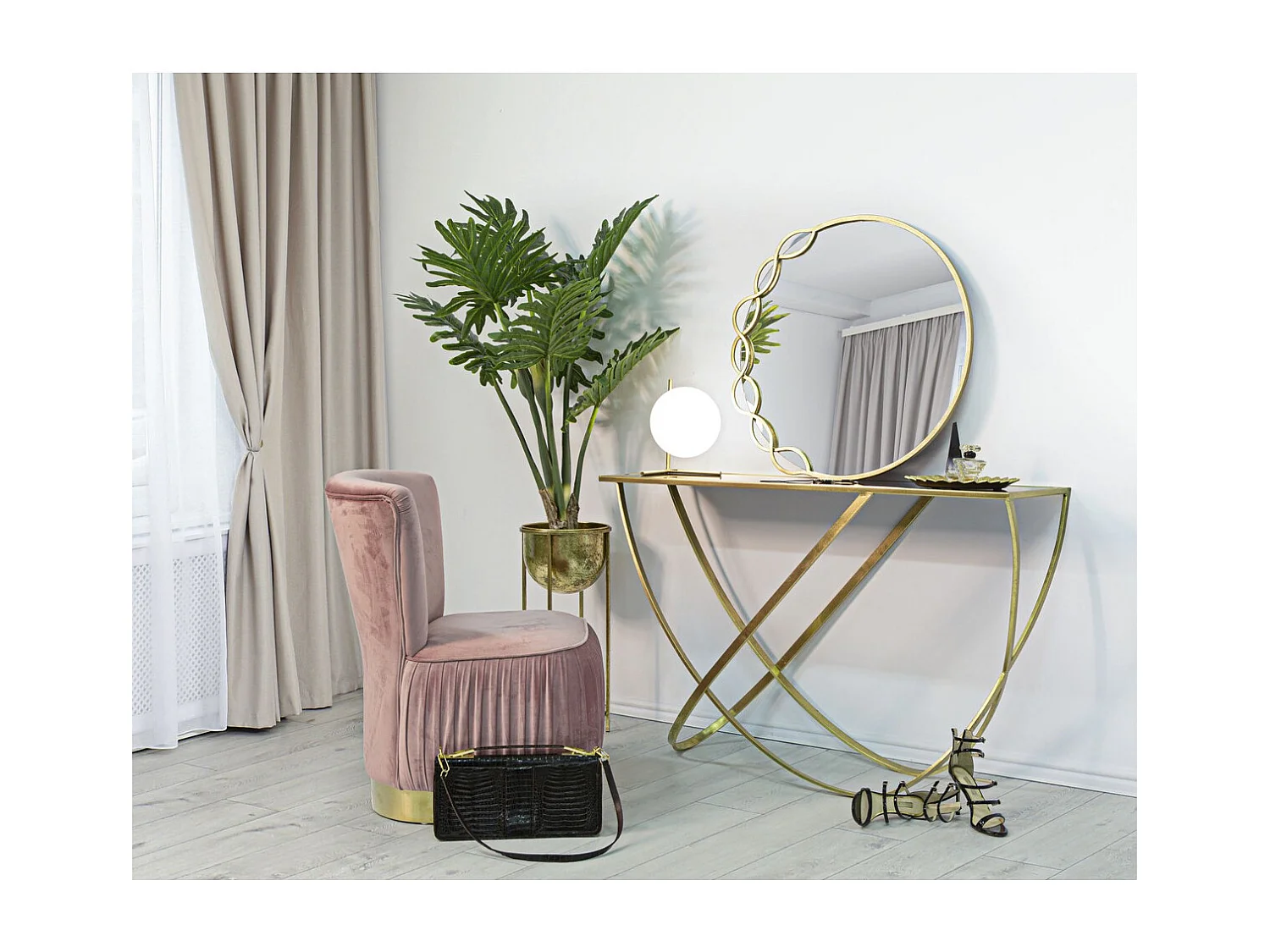 Console Tafel VKH620, Goud, 120x40x79 cm, Kendra Home