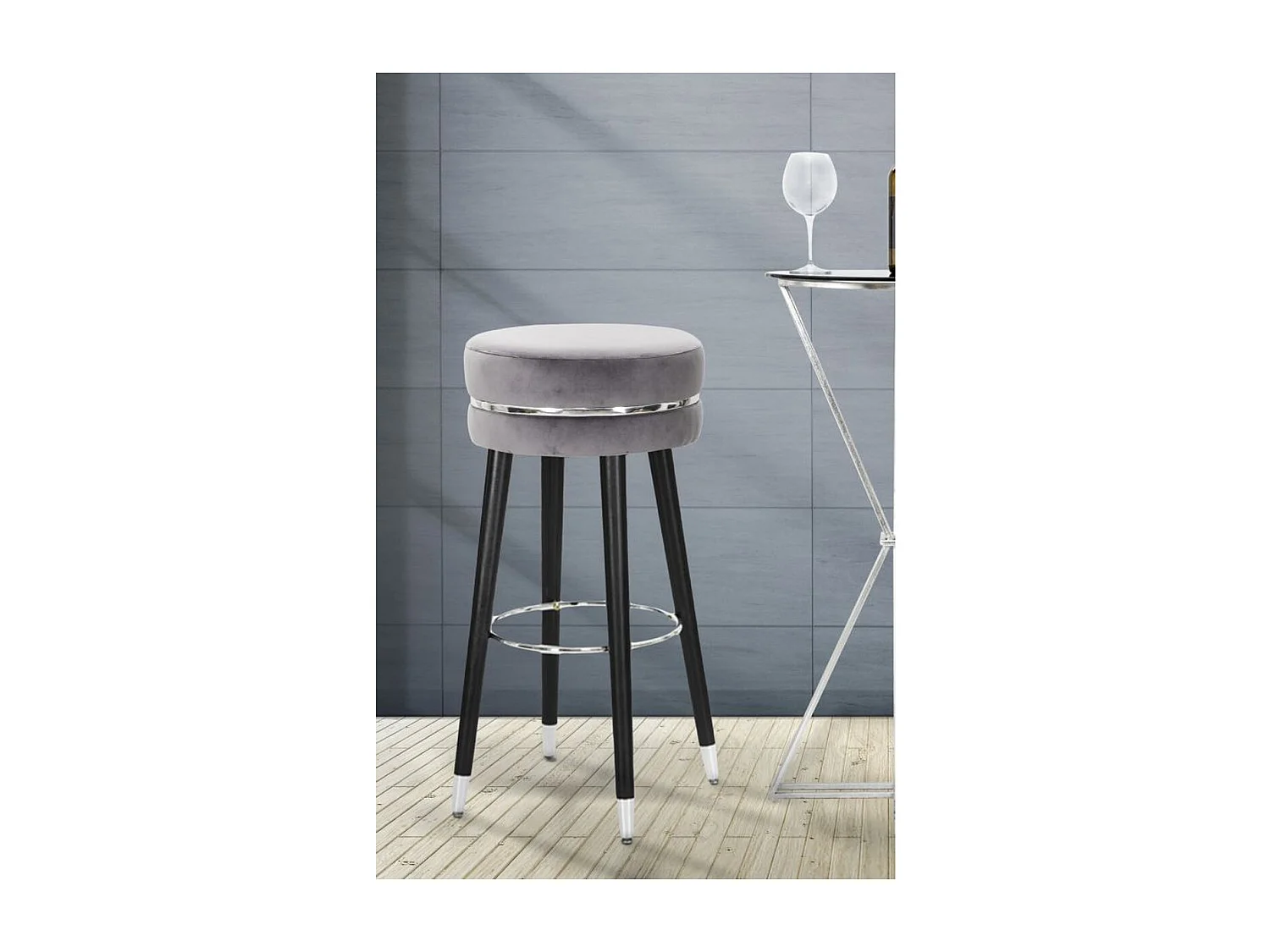 Hoher Hocker VKH436, Grau, 35x35x74 cm, Kendra Home