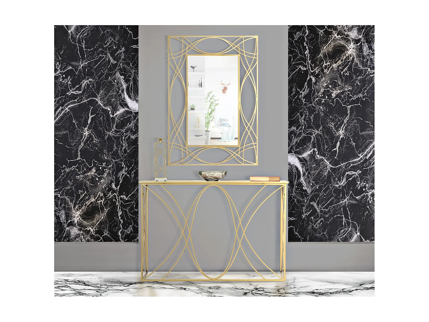 Console Tafel VKH627, Goud, 120x40x80 cm, Kendra Home