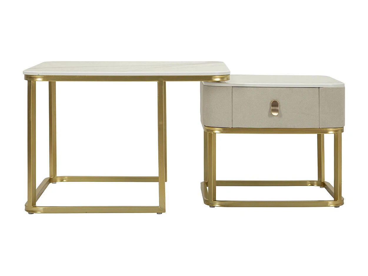 Beistelltisch-Set VKH794, Beige, 70x70x48 cm, Kendra Home