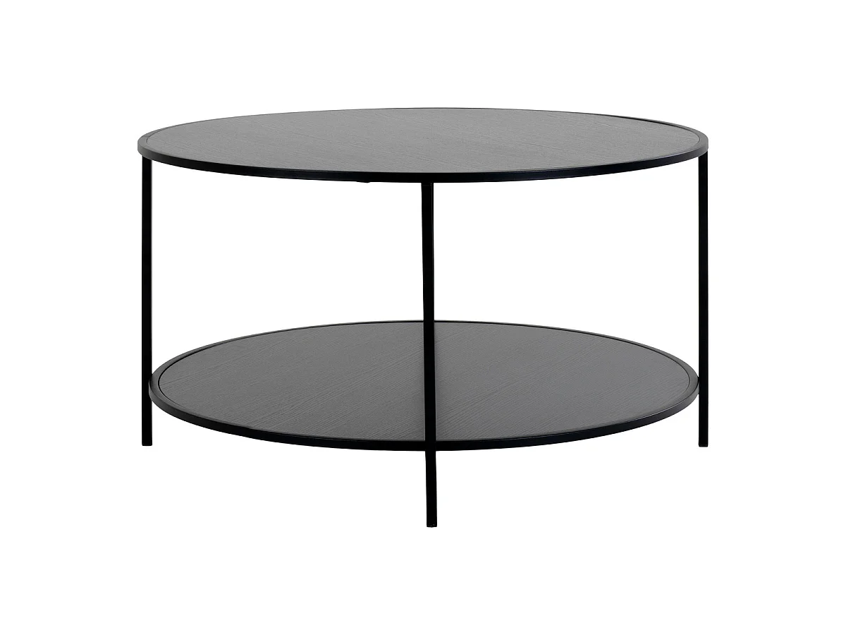 Mesa de centro redonda Vita en negro con estructura de acero, ø80×45 cm