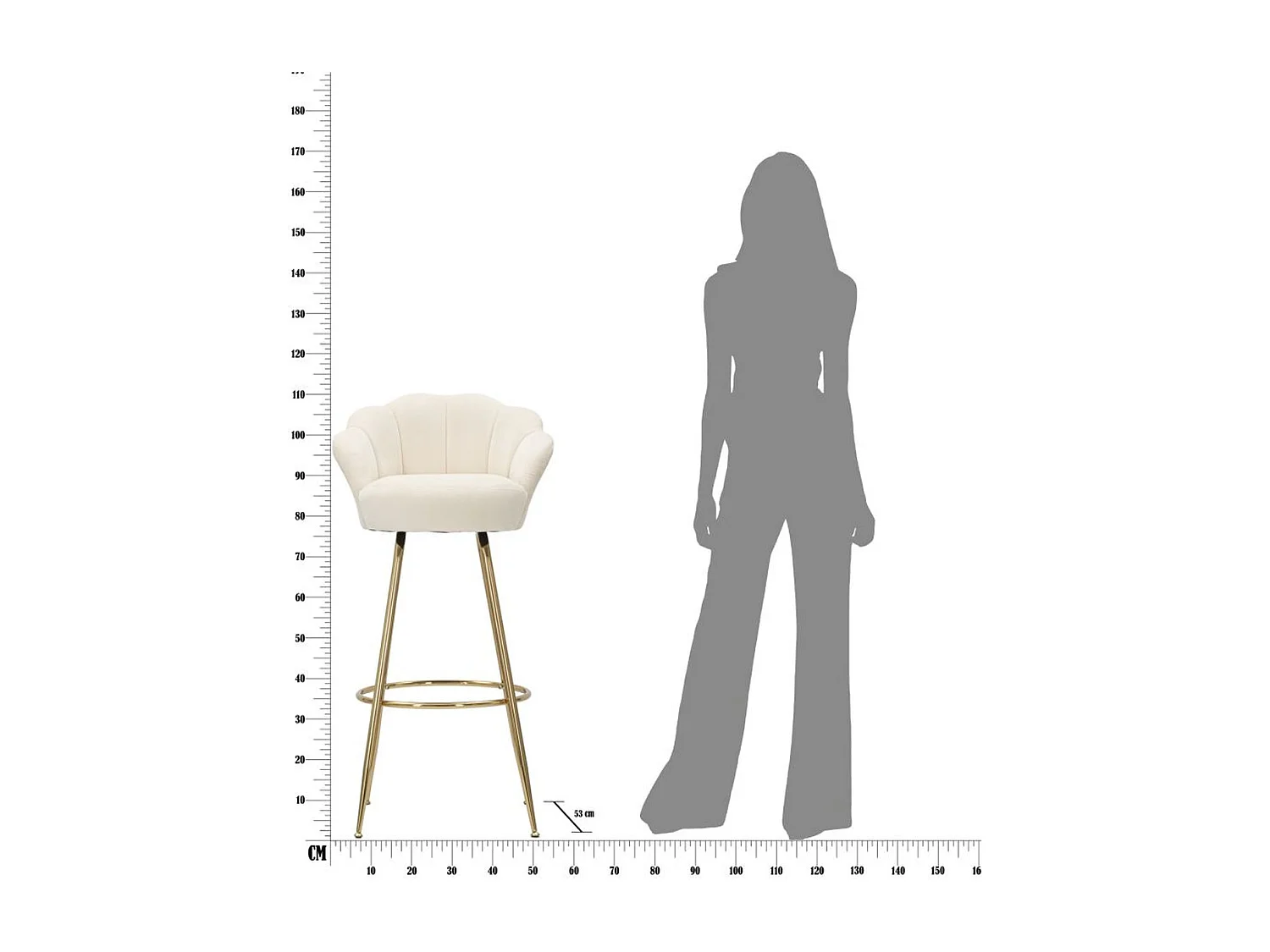 Hoher Hocker VKH451, Beige, 55x53x110 cm, Kendra Home