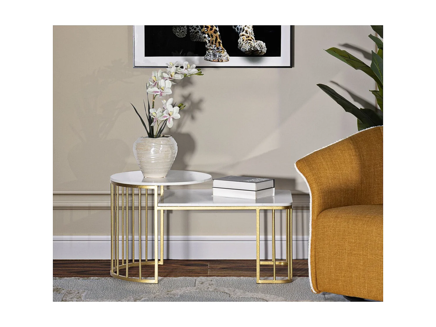 Mesa de Centro VKH792, Oro, 90x50x50 cm, Kendra Home