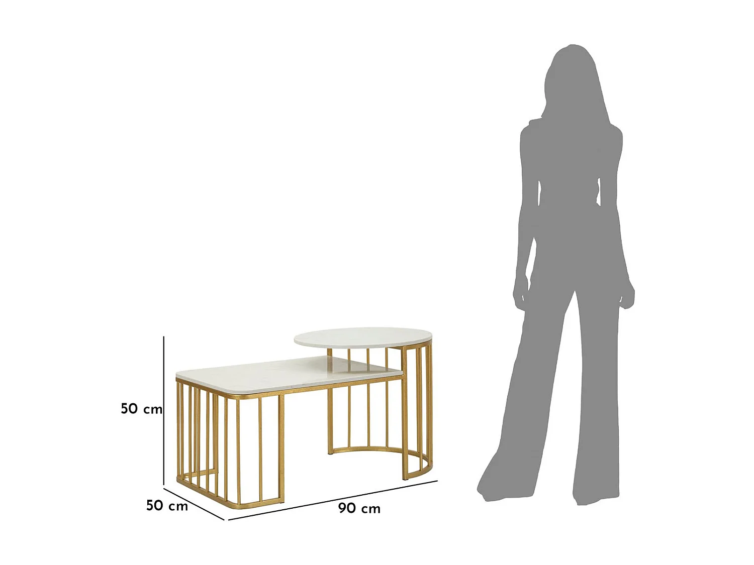 Mesa de Centro VKH792, Oro, 90x50x50 cm, Kendra Home