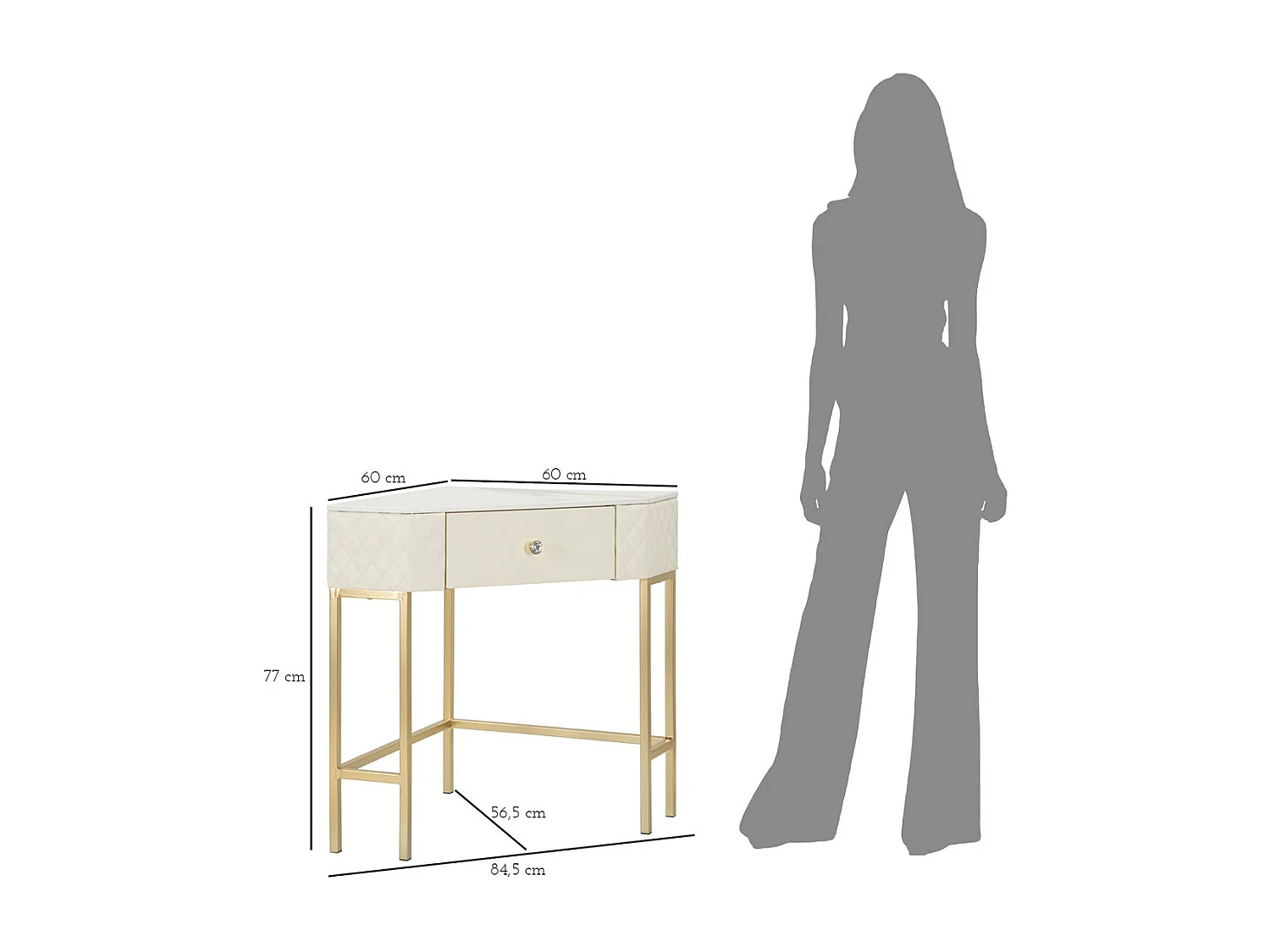 Consola VKH608, Branco, 84,5x60x77 cm, Kendra Home