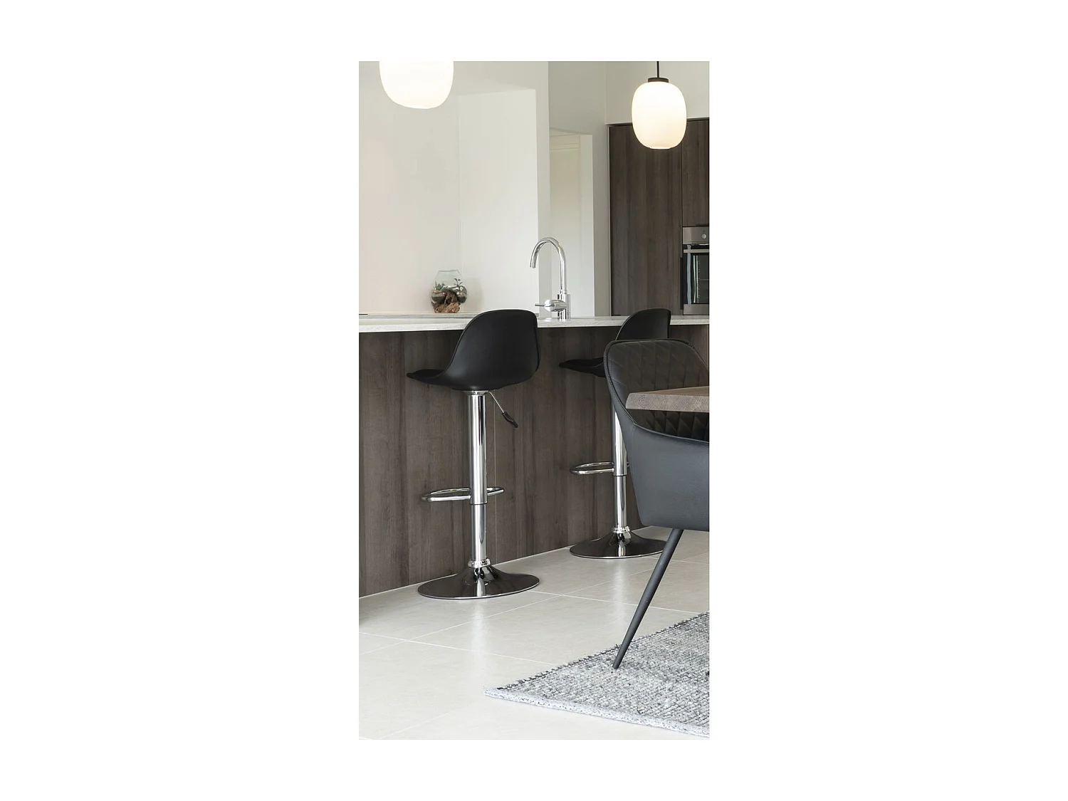 Set mit 2 Hohe Hocker Trondheim, Schwarz, 41x39x104 cm, Kendra Home