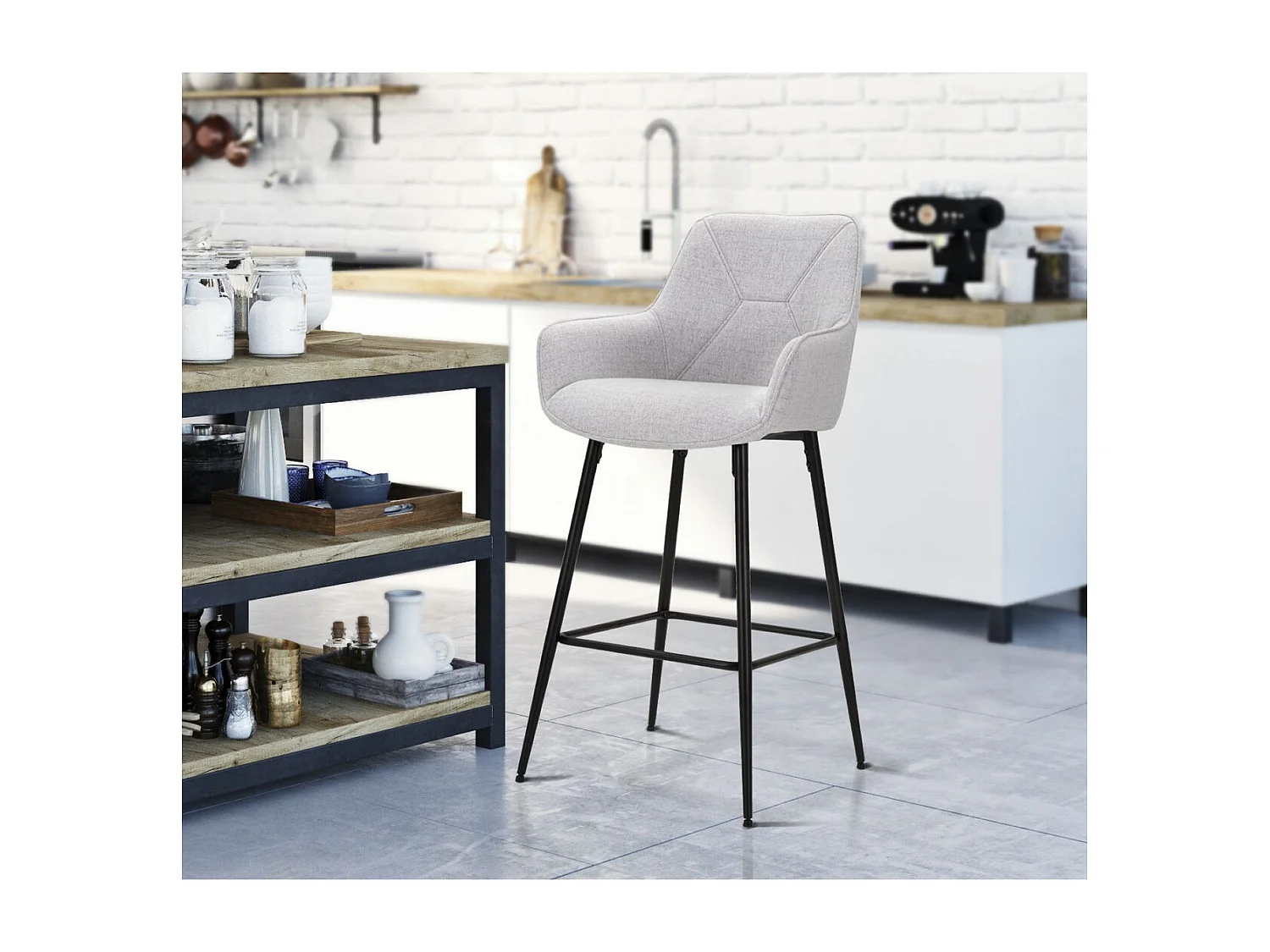 Set mit 2 Hohe Hocker VKH434, Grau, 55x55x109 cm, Kendra Home