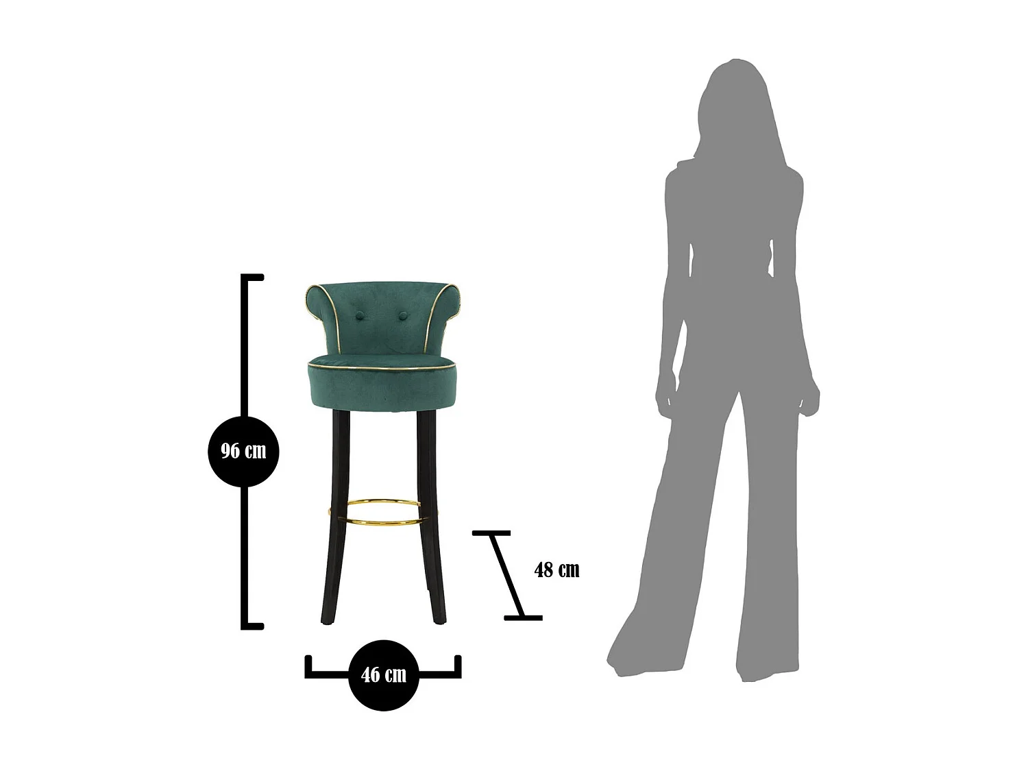 Taburete Alto VKH443, Verde, 46x48x96 cm, Kendra Home