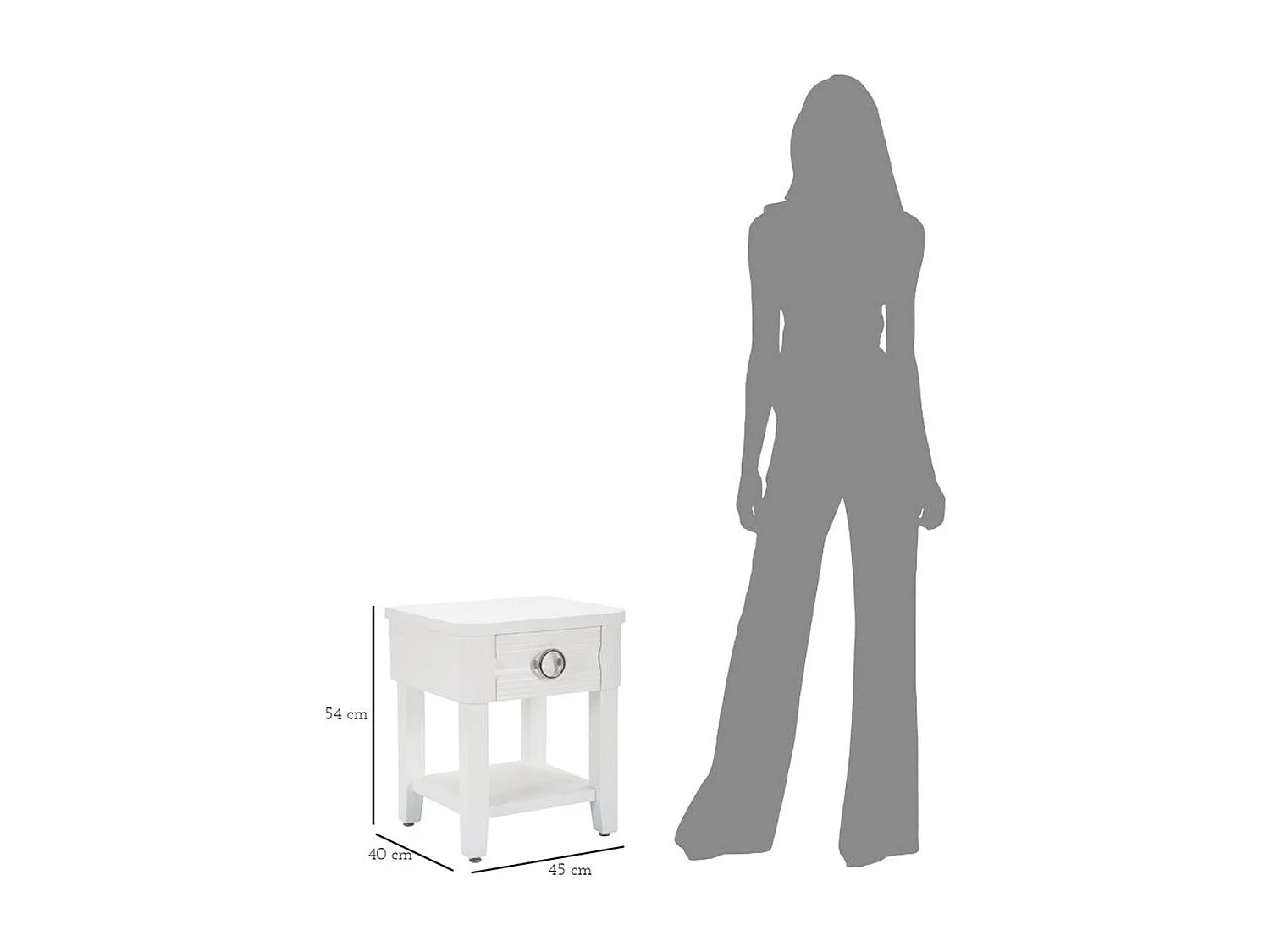 Table de Chevet VKH10, Blanc, 45x40x54 cm, Kendra Home