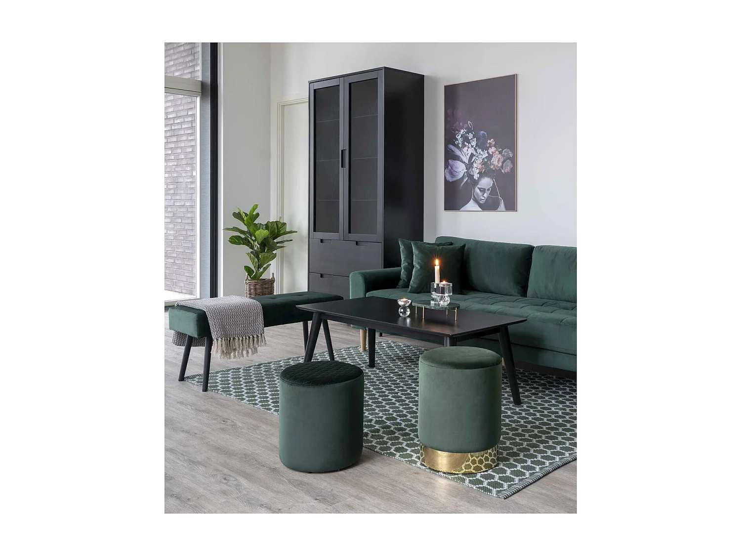 Banco Skiby, Verde, 35x100x44 cm, Kendra Home