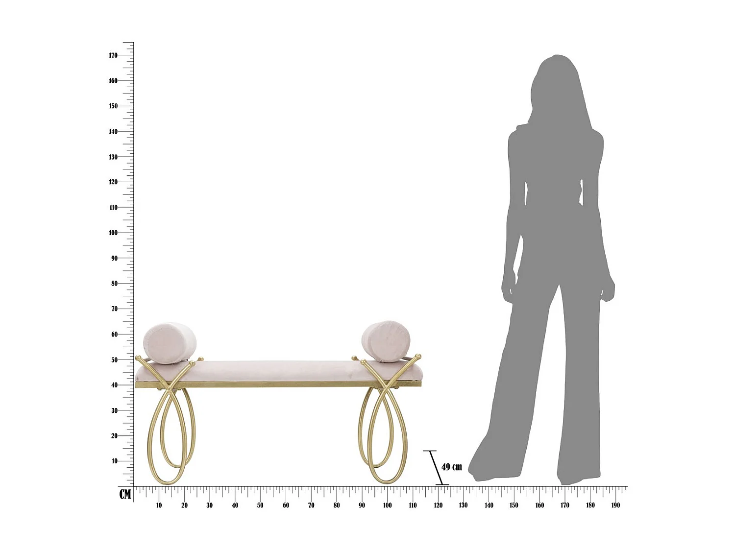 Bank VKH301, Rosa, 112,5x49x53 cm, Kendra Home