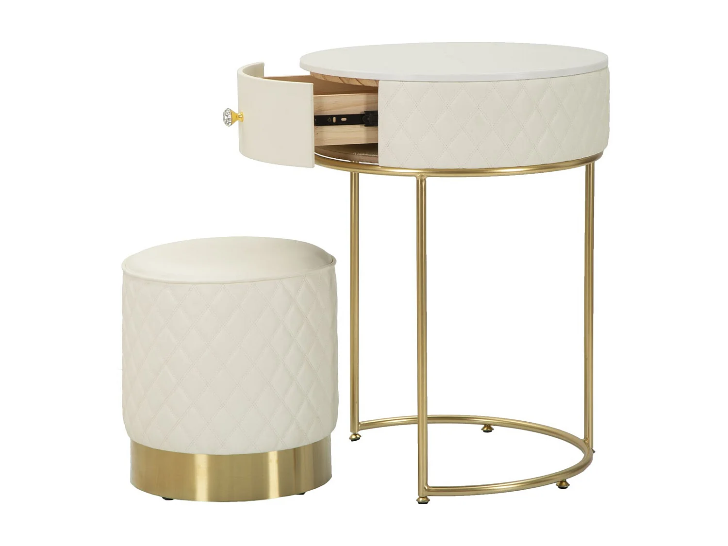 Table de Chevet VKH12, Blanc, 52x52x70 cm, Kendra Home