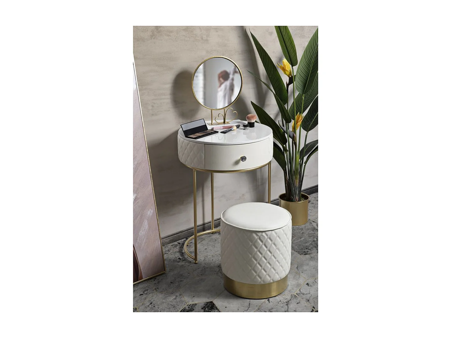 Table de Chevet VKH12, Blanc, 52x52x70 cm, Kendra Home