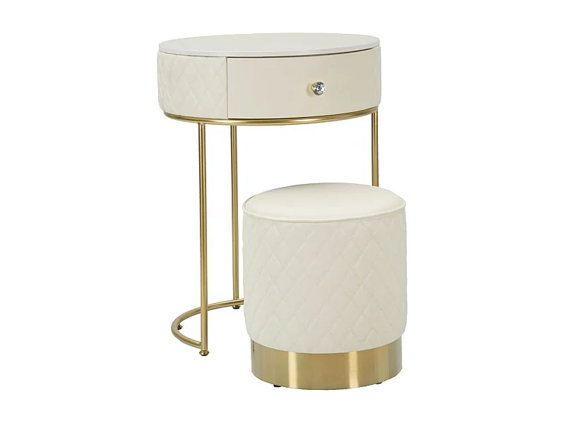 Table de Chevet VKH12, Blanc, 52x52x70 cm, Kendra Home