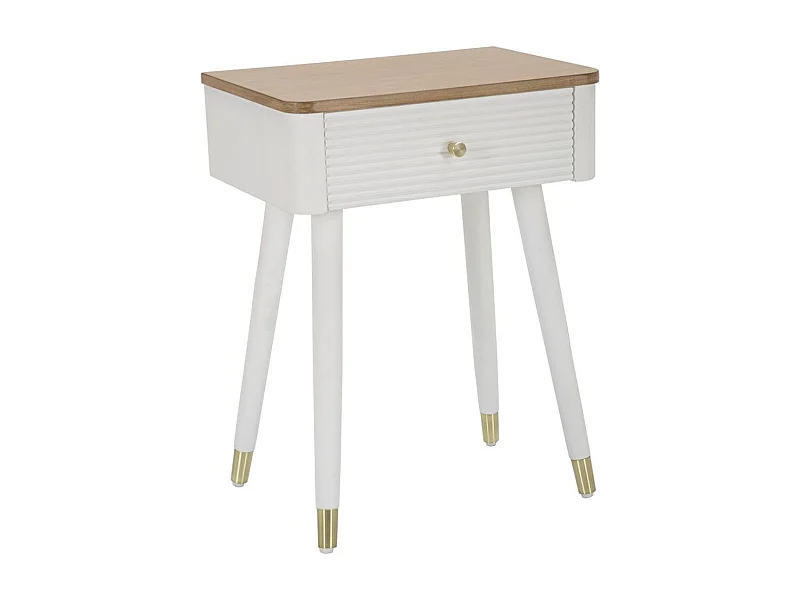 Table de Chevet VKH11, Blanc, 45x32x62 cm, Kendra Home