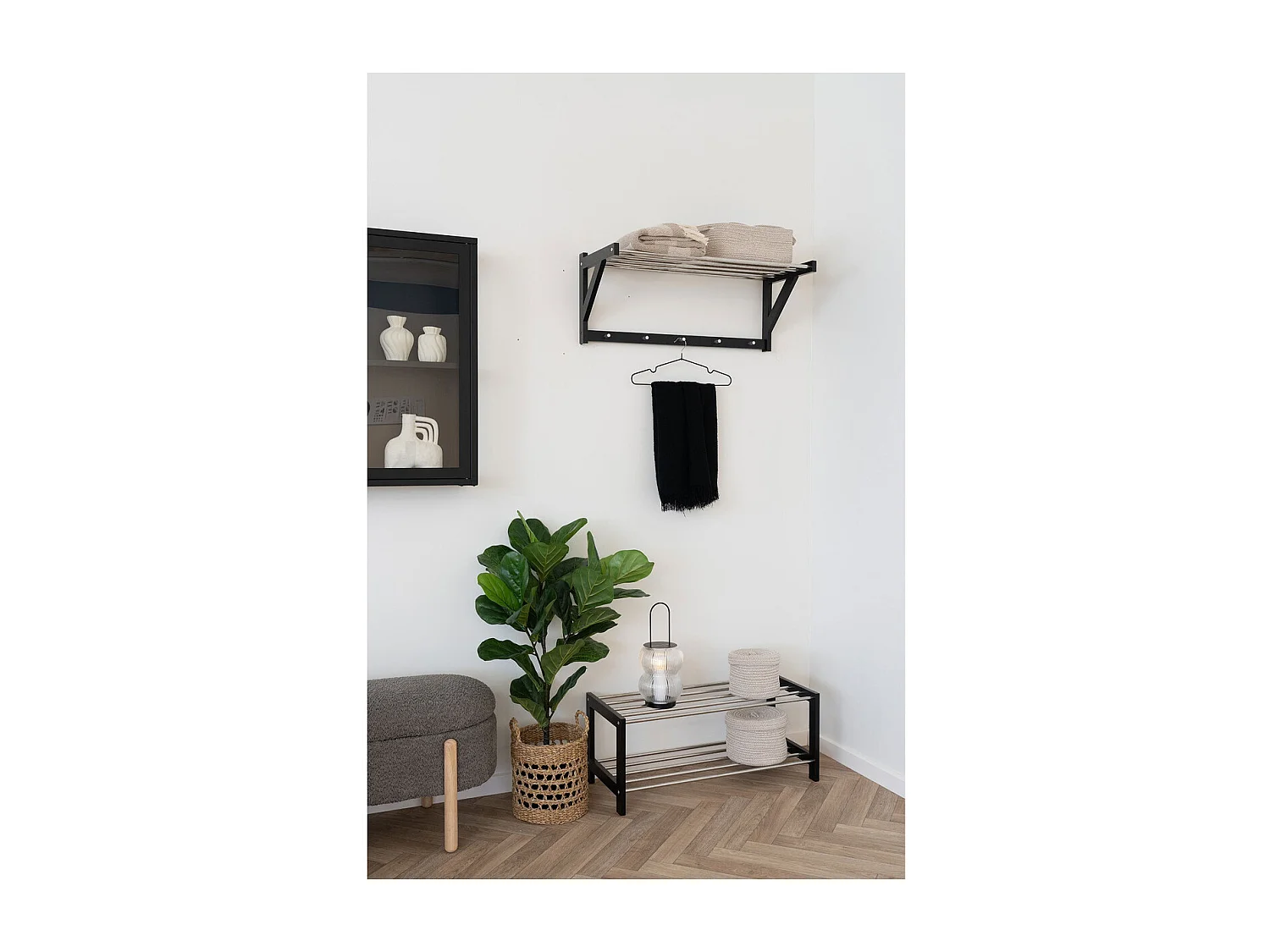 Schoenenrek Padova, Zwart, 78x34x32 cm, Kendra Home