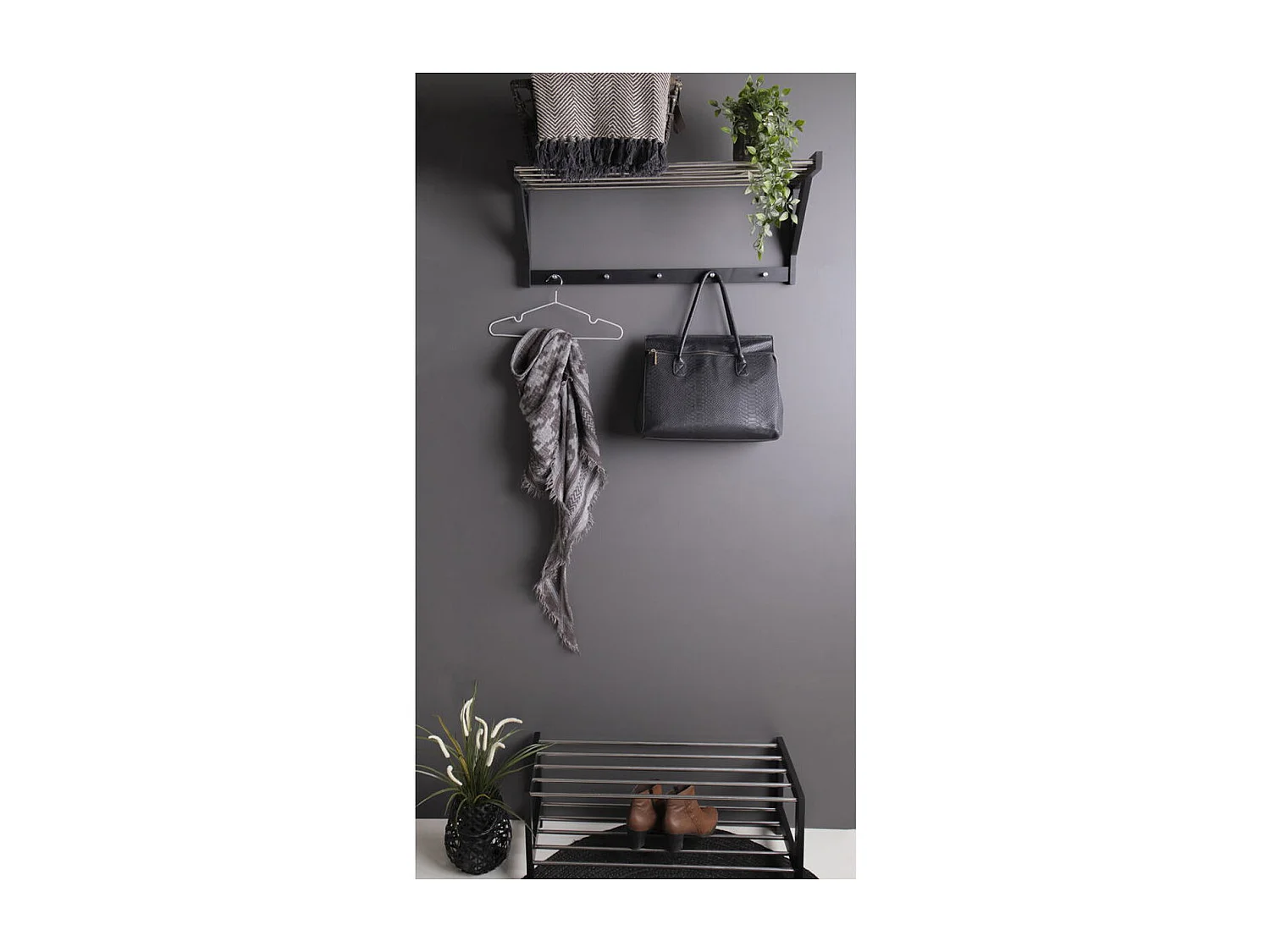 Schoenenrek Padova, Zwart, 78x34x32 cm, Kendra Home