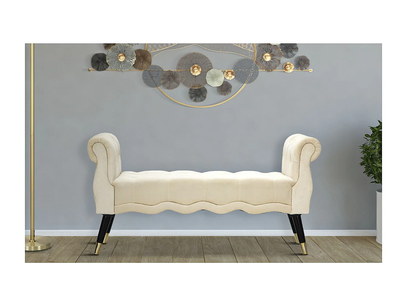 Bank VKH297, Beige, 120x40x60 cm, Kendra Home