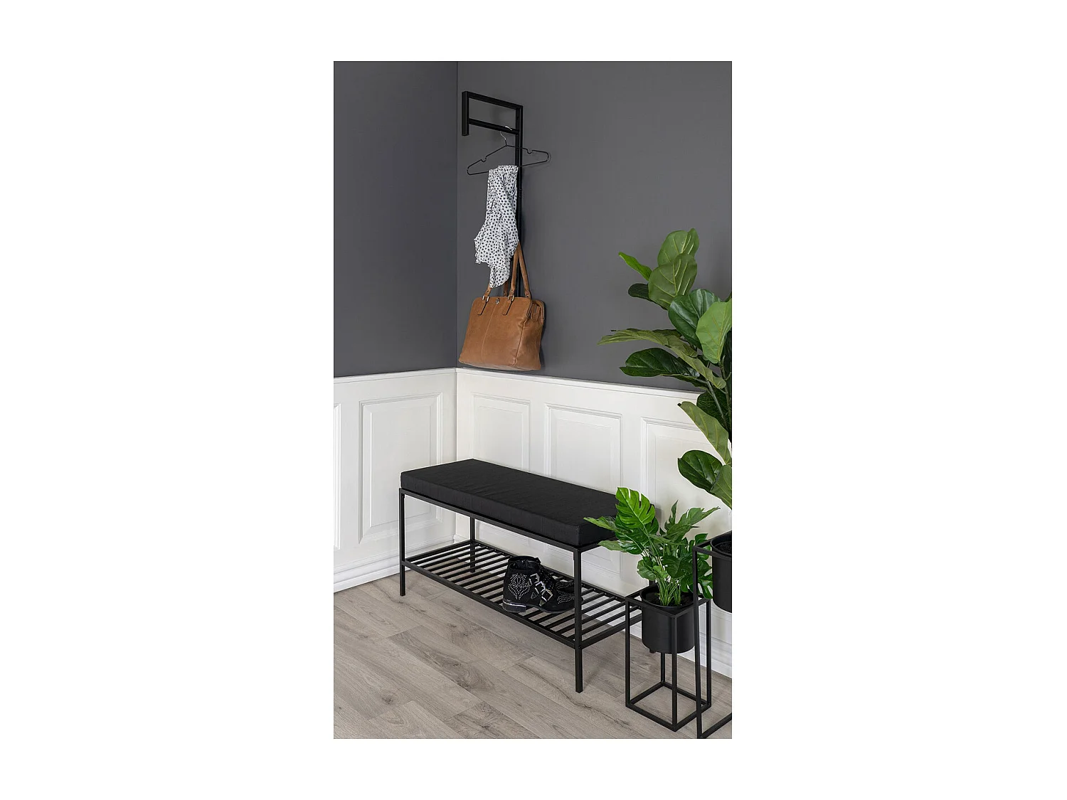 Banc Vita, Noir, 36x100x48,5 cm, Kendra Home