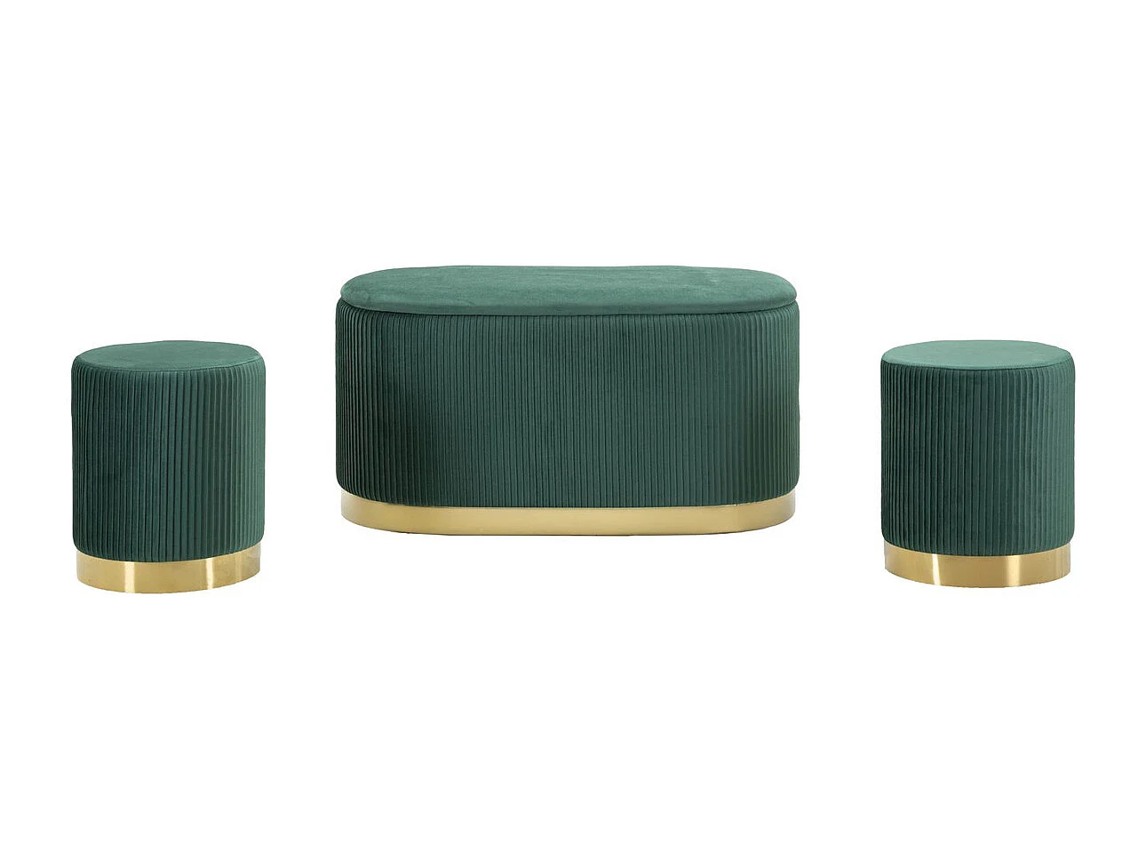 Bank met Opbergruimte VKH876, Groen, 80x37x42 cm, Kendra Home