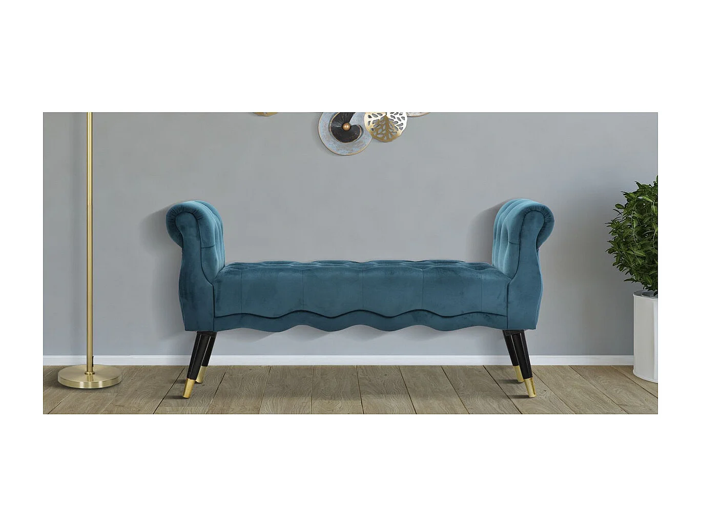 Bank VKH298, Tealgroen, 120x40x60 cm, Kendra Home