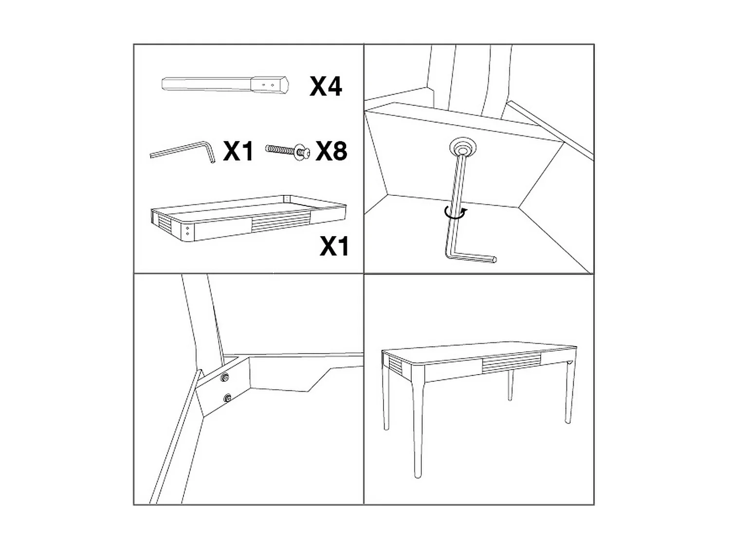 Tisch VKH572, Weiß, 180x60x80 cm, Kendra Home