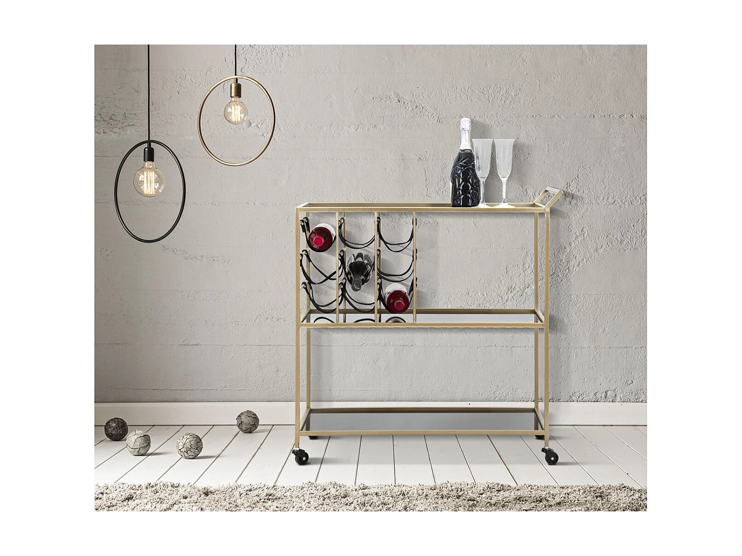 Trolley VKH5, Schwarz, 79x39,5x82 cm, Kendra Home