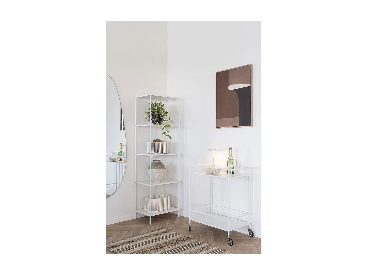 Trolley Vita, Weiß, 68x40x79 cm, Kendra Home