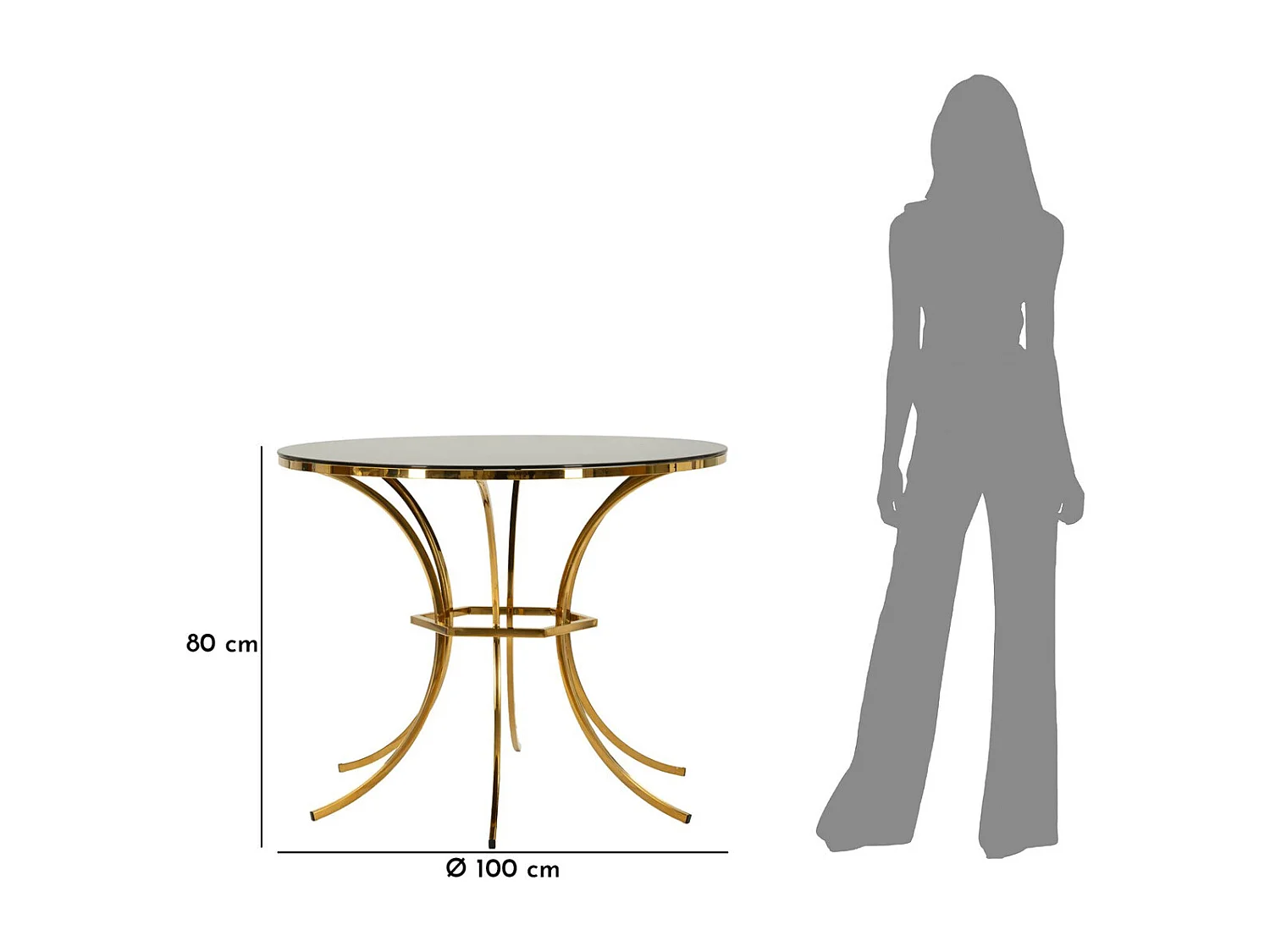 Mesa VKH877, Oro, 100x100x80 cm, Kendra Home