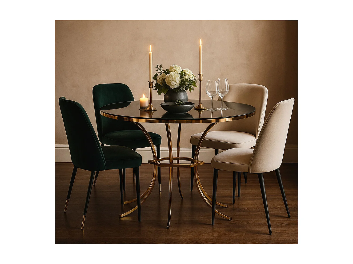 Tisch VKH877, Gold, 100x100x80 cm, Kendra Home