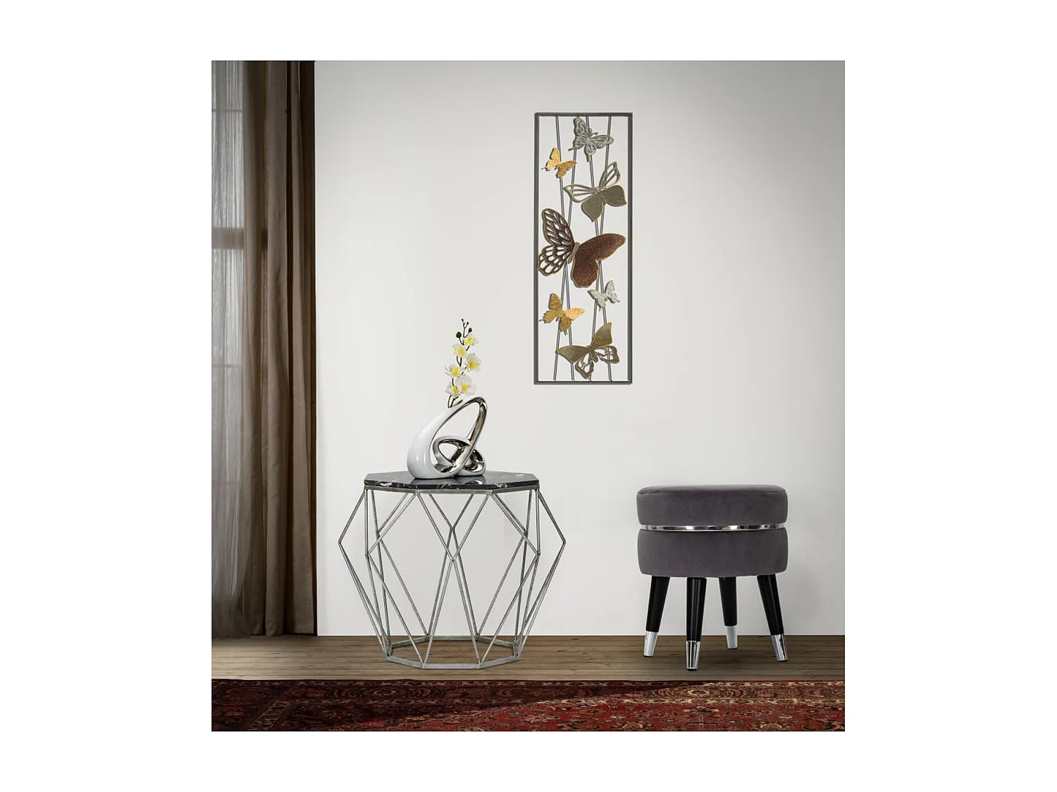 Tabouret Bas VKH457, Gris, 35x35x40,5 cm, Kendra Home