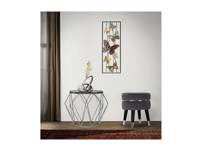 Tabouret Bas VKH457, Gris, 35x35x40,5 cm, Kendra Home