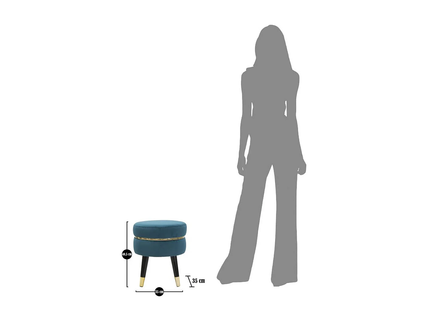 Tabouret Bas VKH459, Vert Canard, 35x35x40,5 cm, Kendra Home