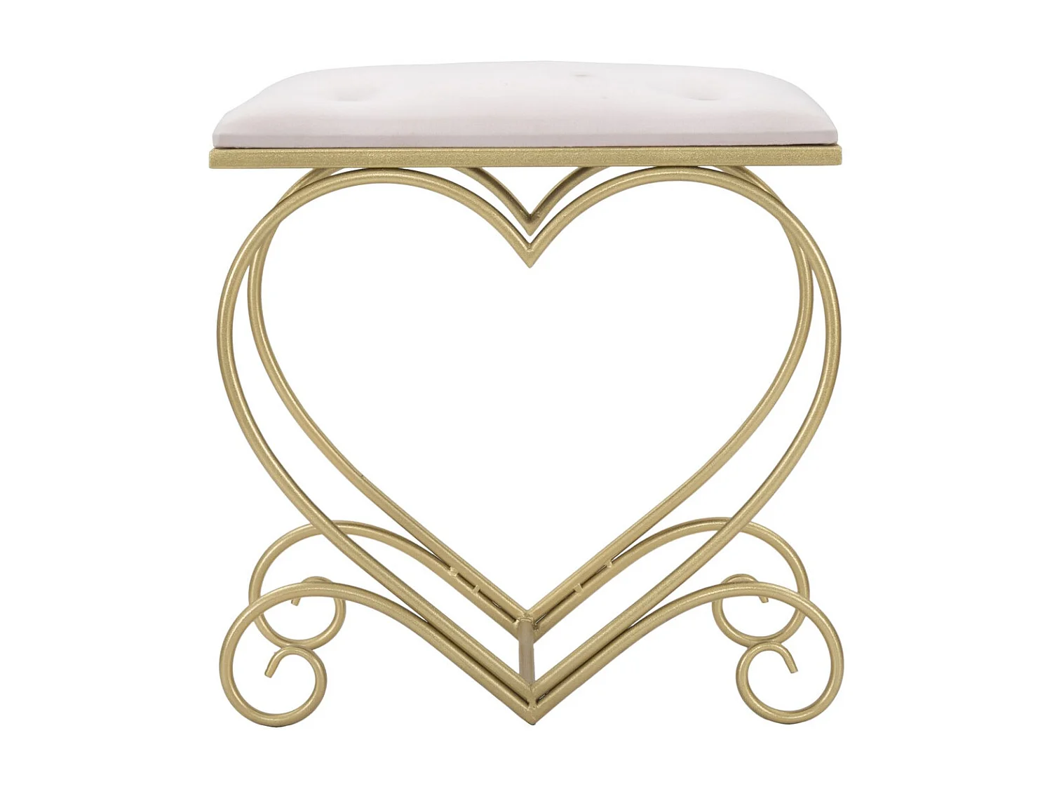 Tabouret Bas Cœur 16, Or, 50x37,5x51,5 cm, Kendra Home