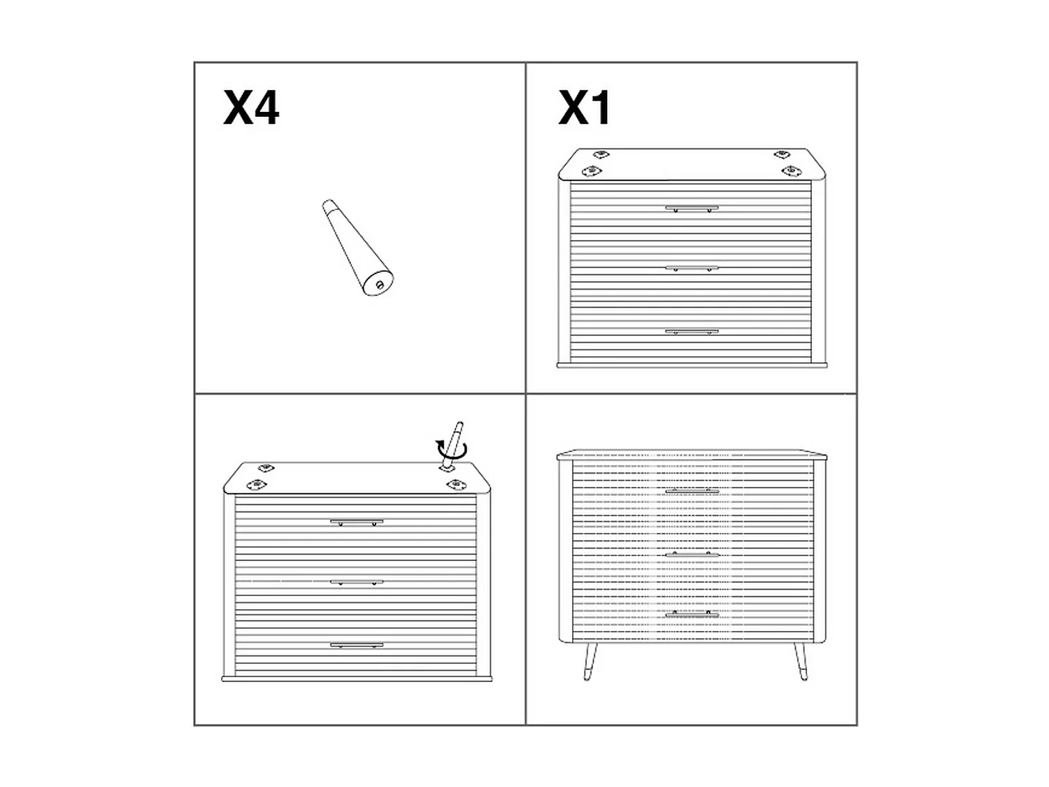 Ladekast VKH8, Wit, 78x37x80 cm, Kendra Home