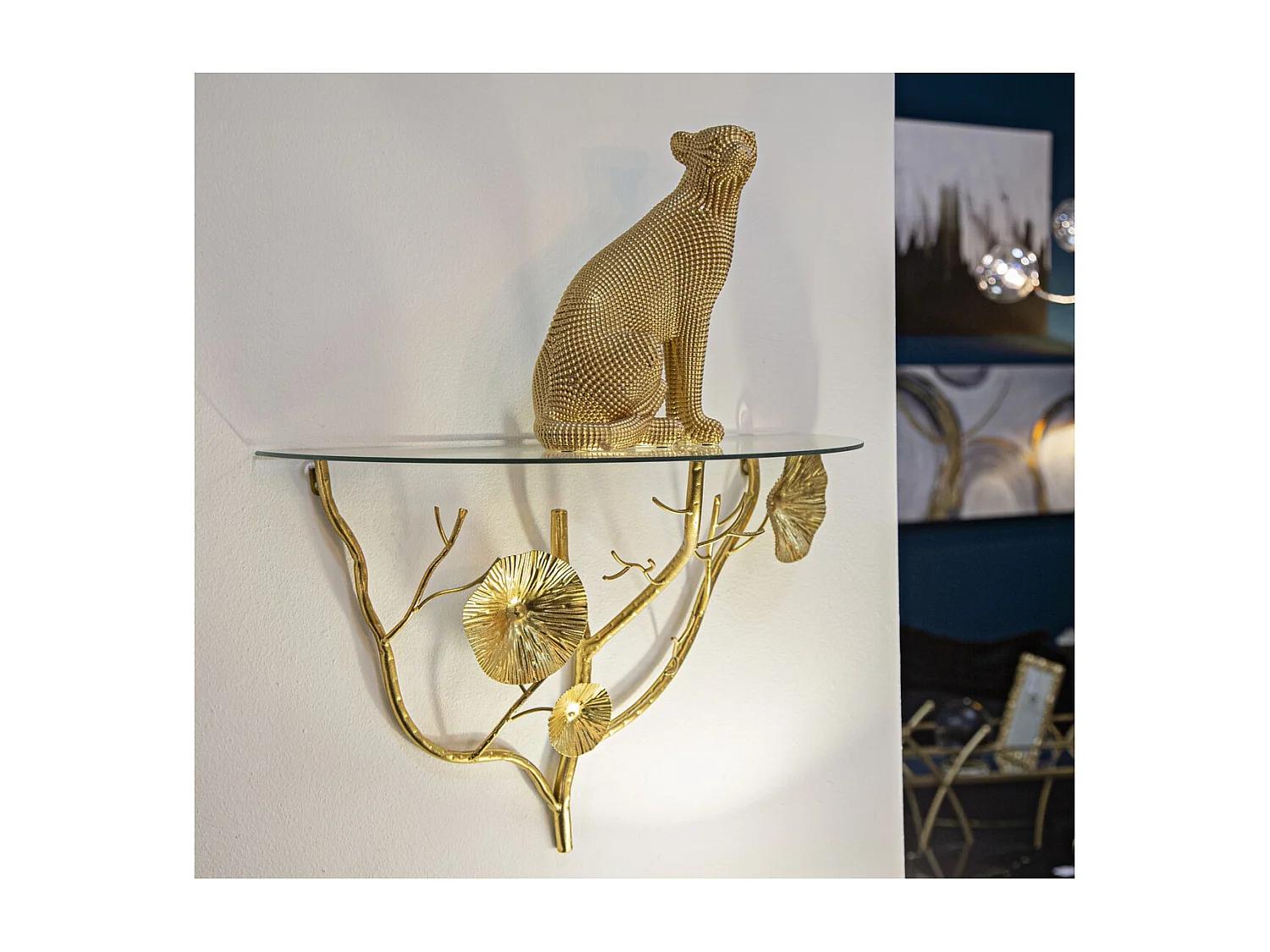 Estante Hoja 58, Oro, 60x30x40 cm, Kendra Home