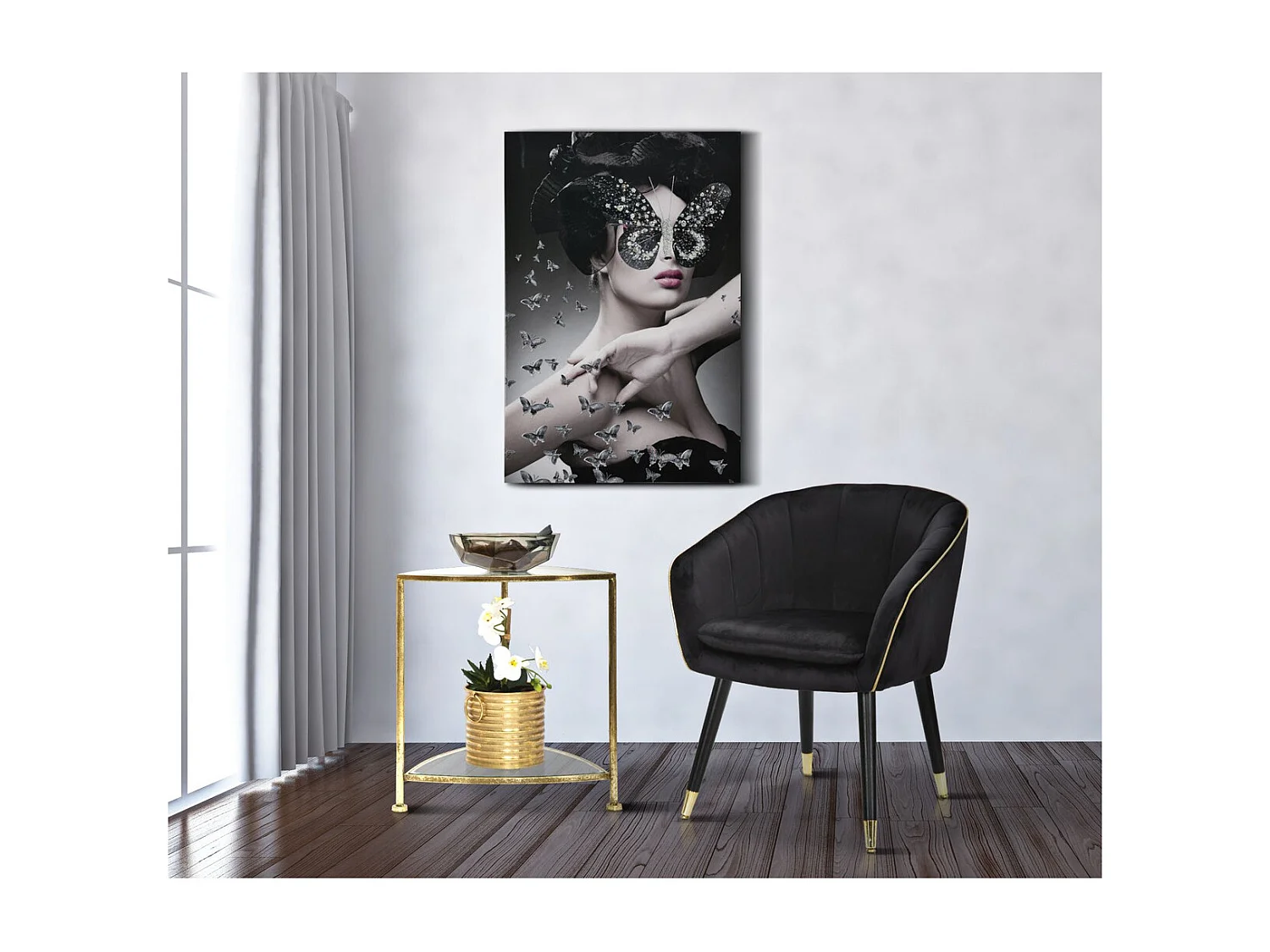 Fauteuil VKH317, Noir, 62x58x78 cm, Kendra Home